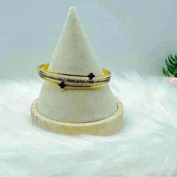 Cross Bangle with Sparky Rhinestones - Picture 2 of 6